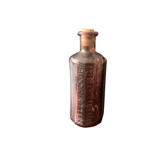 Vintage Alancasters Indian Vegetable Jaundice Bitters Minature Bottle With Cork - Picture 4 of 10